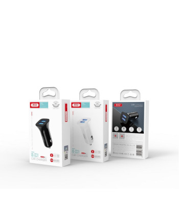 XO automobilinis įkroviklis TZ10 2x USB 2,4A juodas + USB-C laidas
