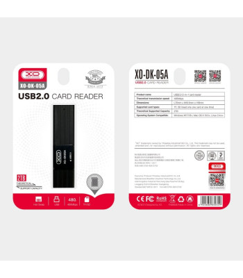 XO kortelių skaitytuvas 2 in 1 DK05A USB 2.0, juodas