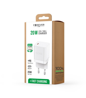 Forever CORE SMART PD sieninis įkroviklis 1xUSB-C 20W