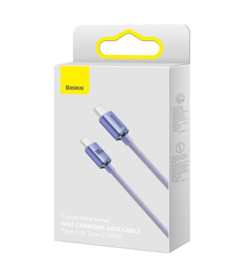"Baseus" kabelis "Crystal Shine" USB-C - USB-C 1,2 m 100 W violetinės spalvos