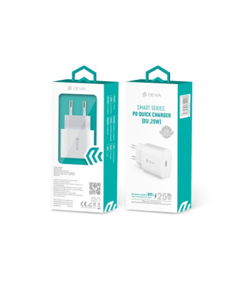 "Devia" sieninis įkroviklis Smart PD 25W 1x USB-C baltas