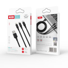 XO kabelis NB173 3in1 USB - Lightning + USB-C + microUSB 1,2 m 2,4A juodas