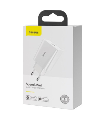 "Baseus" sieninis įkroviklis Speed Mini PD 20W 1x USB-C baltas