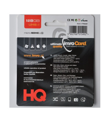 "Imro" atminties kortelė 128GB microSDHC kl. 10 UHS-I + adapteris