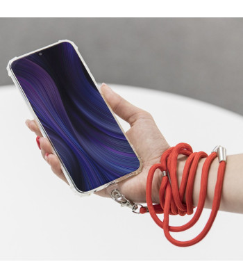 Universalus kaklo dirželis telefonams raudonos spalvos