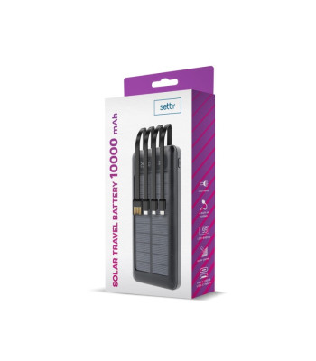 "Setty" saulės energijos bankas SLR-100 10000 mAh, juodas