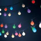 String Light saulės šviesos LED FROSTED BALLS SFB62 6,5m 30 kamuoliukų daugiaspalvė amžinai šviesa