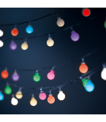 String Light saulės šviesos LED FROSTED BALLS SFB62 6,5m 30 kamuoliukų daugiaspalvė amžinai šviesa