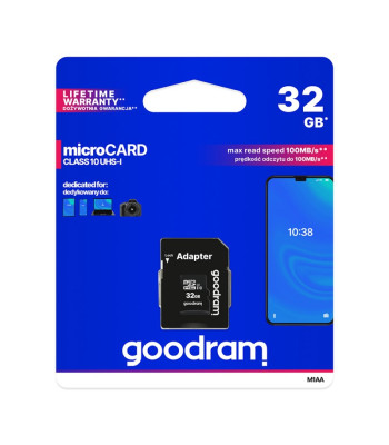 GoodRam atminties kortelė 32GB microSDHC kl. 10 UHS-I + adapteris