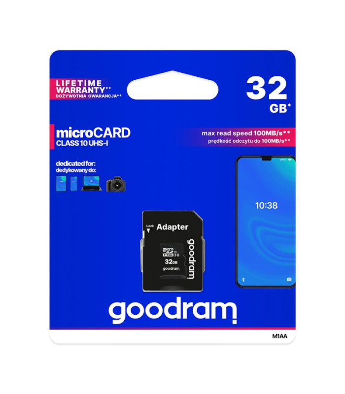 GoodRam atminties kortelė 32GB microSDHC kl. 10 UHS-I + adapteris