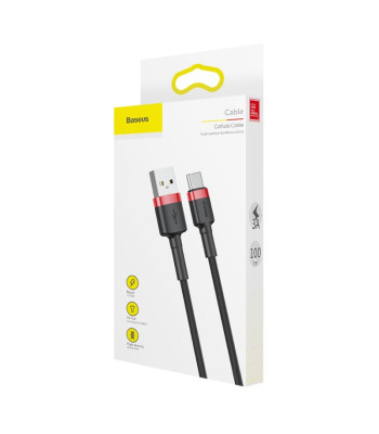"Baseus" kabelis Cafule USB - USB-C 1,0 m 3A raudonai juodas