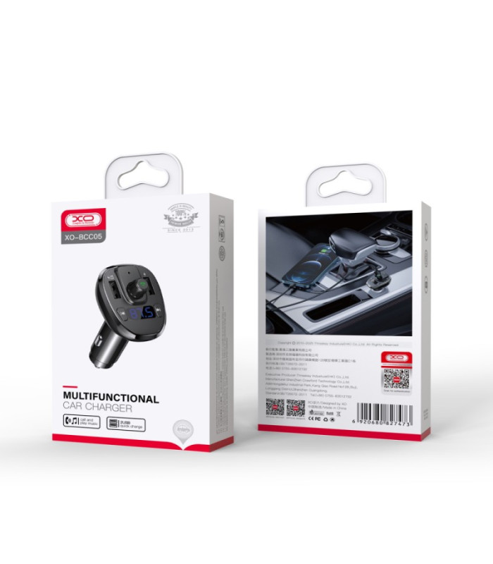 XO siųstuvas FM BCC05 "Bluetooth" MP3 automobilinis įkroviklis 18W juodas