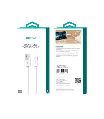 "Devia" kabelis Smart USB - USB-C 1,0 m 2,1A baltas