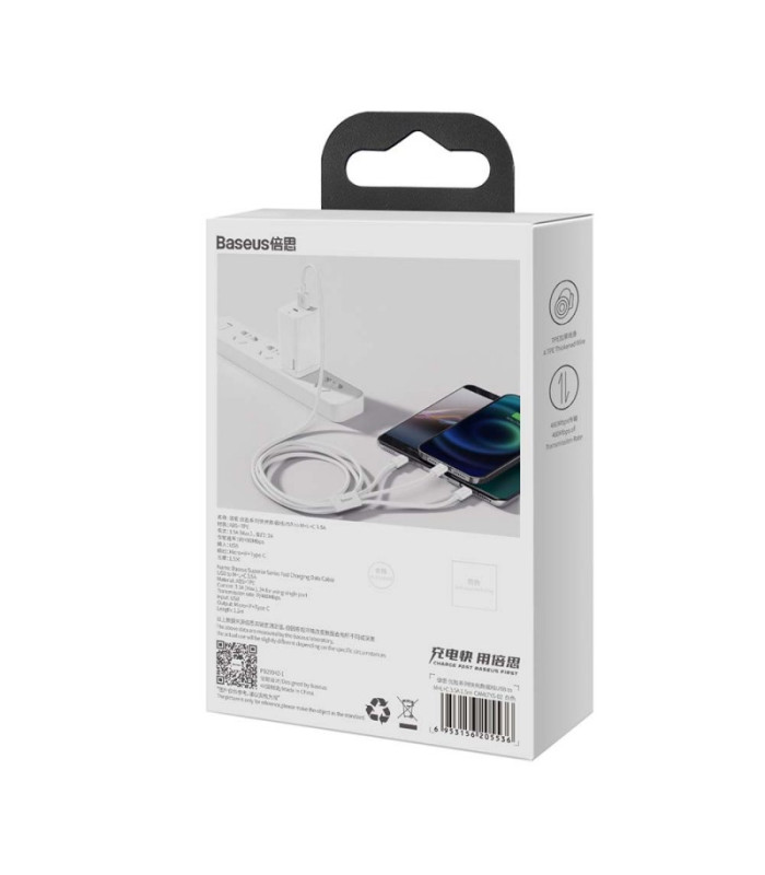 "Baseus" kabelis 3in1 Superior USB - Lightning + USB-C + microUSB 1,5 m 3,5 A baltas