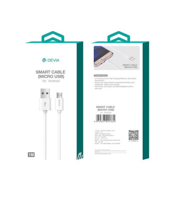 "Devia" kabelis Smart USB - microUSB 1,0 m 2,1A baltas