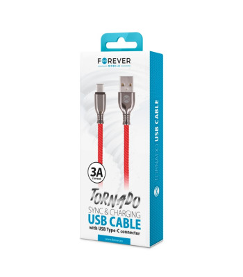 "Forever Tornado" USB - USB-C 1,0 m 3A tinklo kabelis