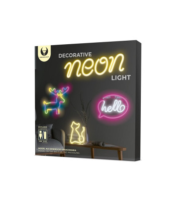 Neoninis LED šviestuvas HELLO rožinis baltas Bat + USB FLNE15 Forever Light