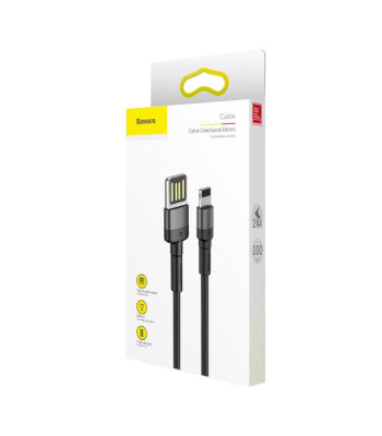 Baseus kabelis Cafule USB - Lightning 1,0 m 2,4A pilkai juodas dvipusis USB