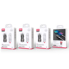 XO automobilinis įkroviklis CC48 2x USB 2,4A pilkos spalvos + USB-C laidas
