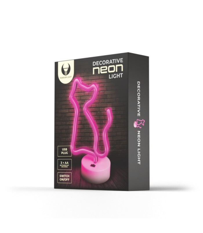 Neoninis LED ant stovo CAT rožinis USB FSNE02 Forever Light