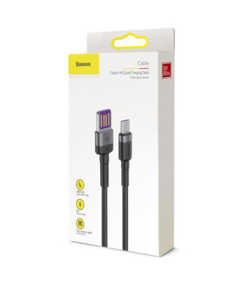 Baseus kabelis Cafule HW QC USB - USB-C 1,0 m pilkai juodas 40W
