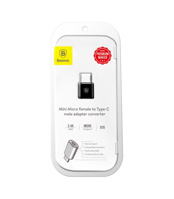 "Baseus" OTG adapteris microUSB - USB-C juodas