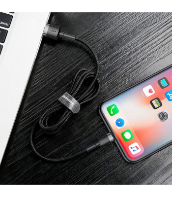 Baseus kabelis Cafule USB - Žaibas 0,5 m 2,4A pilkai juodas
