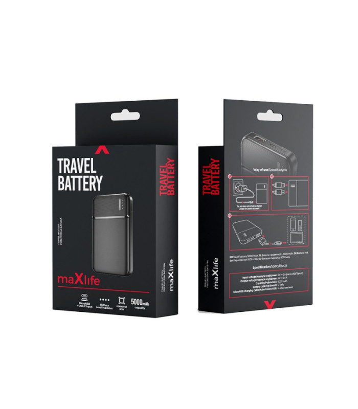 "Maxlife" maitinimo bankas MXPB-01 5000 mAh, juodas