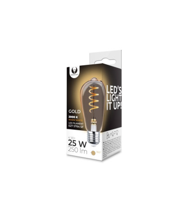LED lemputė E27 ST64 4W 230V 2000K 250lm SF aukso amžina šviesa