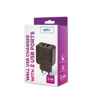 Setty pakrovėjas 2x USB 2,4A juodas