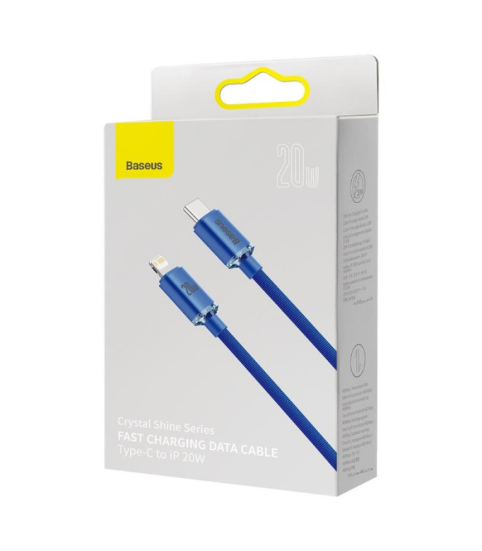 "Baseus" kabelis "Crystal Shine" USB-C - "Lightning" 1,2 m 20W mėlynas