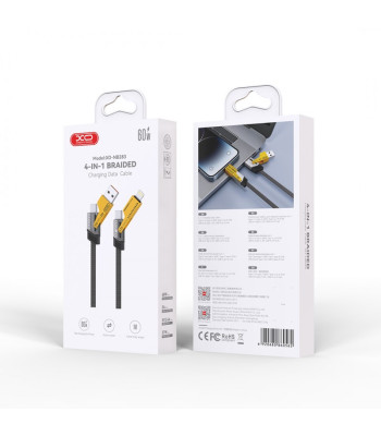 XO cabel NB283 4w1 USB-C - Lightning + USB + USB-C 60W 1,0 m ilgio šynos