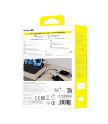 "Baseus Ultra-Fast One-for-Three" greitojo įkrovimo kabelis USB-A į M+L+C 3,5A 0,8 m kosminės juodos spalvos