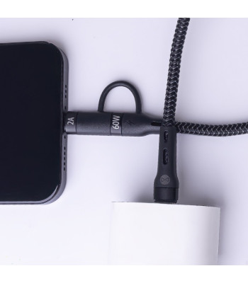 "Forever 2in1" kabelis USB-C - "Lightning" + USB-C 1,0 m 60W juodas