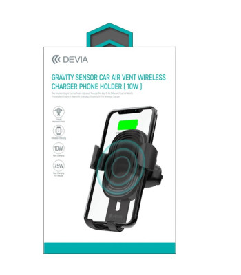 "Devia" automobilinis laikiklis "Gravity" su belaidžiu indukciniu įkrovikliu, juodas 10W oro ventiliacijos anga