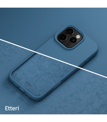 "Etteri" silikoninis magnetinis dėklas "iPhone 16 Pro 6,3", tamsiai mėlynas