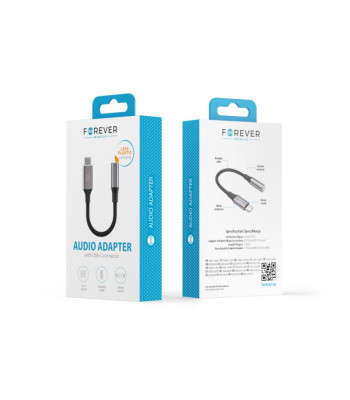"Forever" garso adapteris AJC-01 AJC-01 3,5 mm lizdas - USB-C juodas