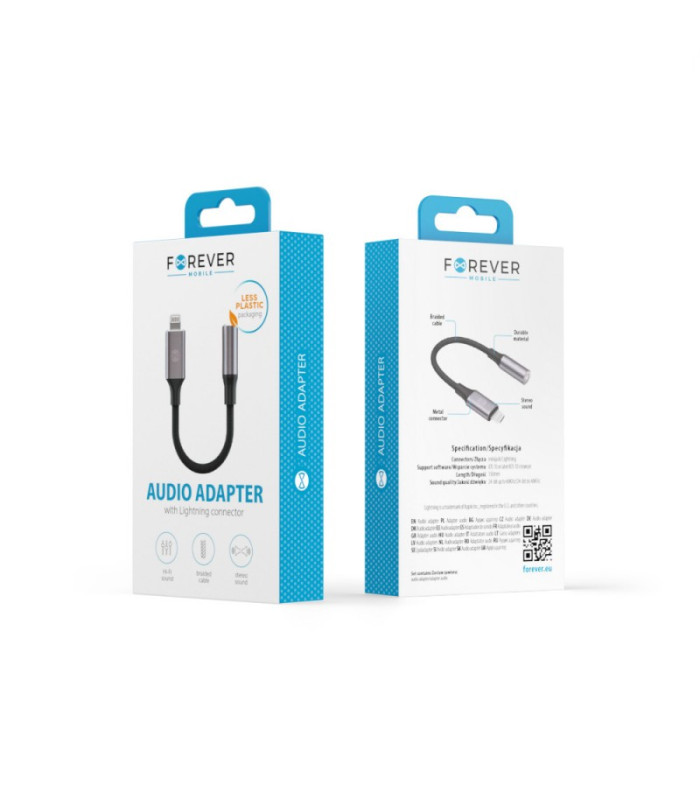 "Forever" garso adapteris AJL-01 AJL-01 lizdas 3,5 mm - "Lightning" juodas