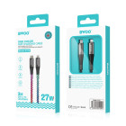 BWOO 27W kabelis X279C-L USB-C į žaibo jungtį su RGB spalvotu apšvietimu