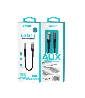 BWOO garso adapterio kabelis BZ47 aux 3,5 mm į USB-C juodas