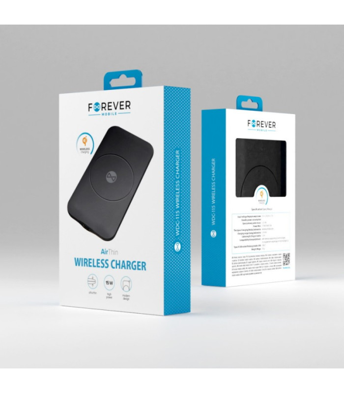 "Forever" belaidis įkroviklis WDC-115 15W, juodas