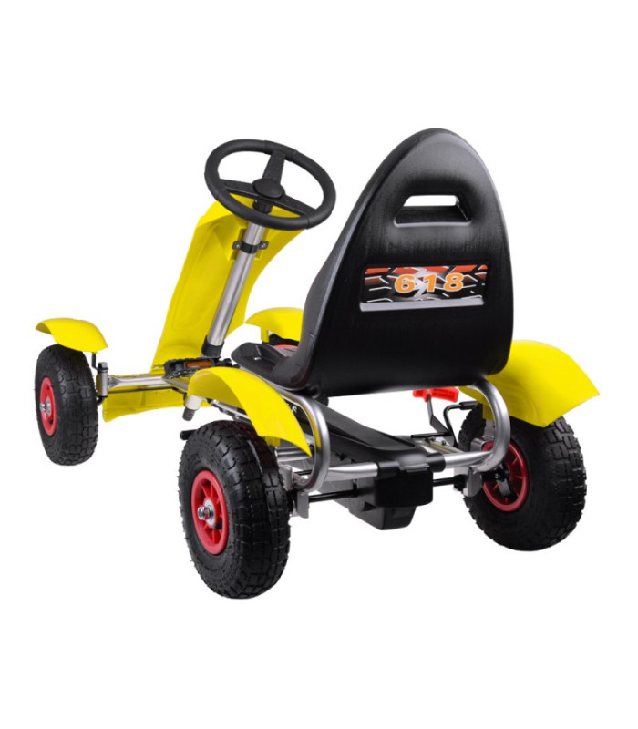 Geltonas sportinis pedalas GOKART vaikams iki 50 kg - Pripučiami ratai SP0209