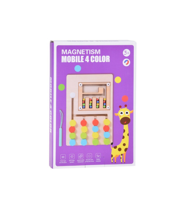 Medinė dėlionė su 4 spalvotais rutuliukais ir magnetiniu rašikliu ZA5579