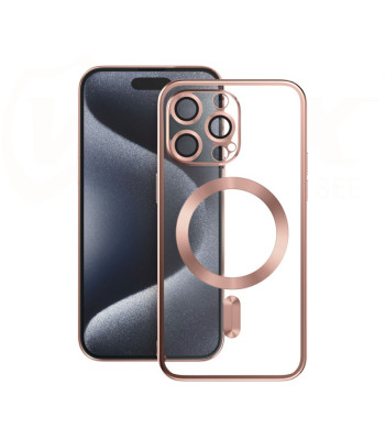 "Vmax" galvanizavimo Mag TPU dėklas "iPhone 15 6", 1 aukso spalvos, rožinis