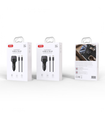 XO siųstuvas FM BCC17 "Bluetooth" MP3 automobilinis įkroviklis 30W juodas + USB-C kabelis - USB-C