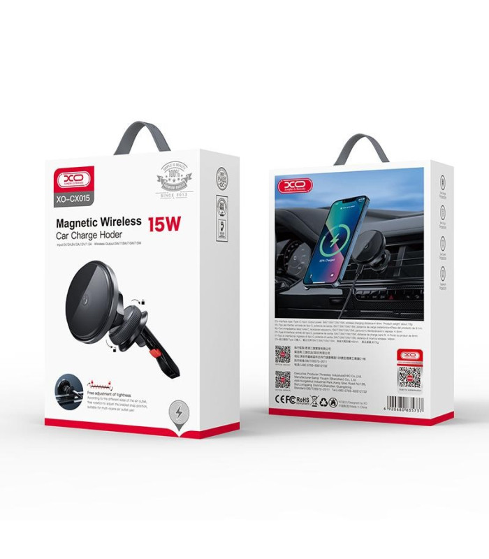 "XO" automobilinis laikiklis CX015 su indukciniu įkrovimu, juodas, 15 W