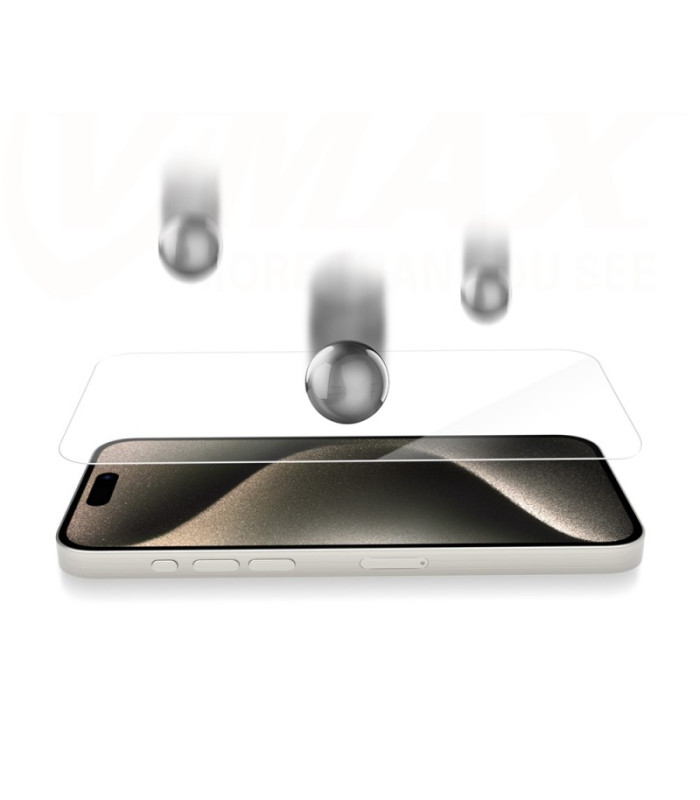 "Vmax" grūdintas stiklas 2,5D Normal Clear Glass, skirtas "iPhone 15 Pro Max" 6,7