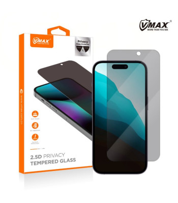 "Vmax" grūdintas stiklas 0,33 mm 2,5D labai skaidrus privatumo stiklas, skirtas "iPhone 15 Plus" 6,7