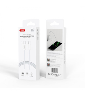 XO kabelis NB-Q260A PD USB-C - USB-C 1m baltas 60W