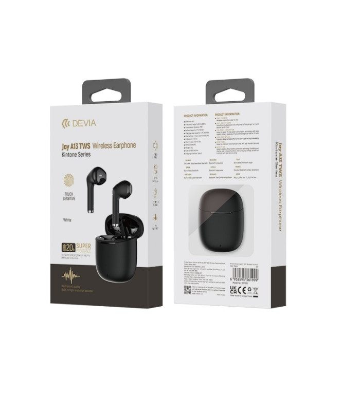 "Devia" "Bluetooth" ausinės TWS Joy A13 juodos spalvos